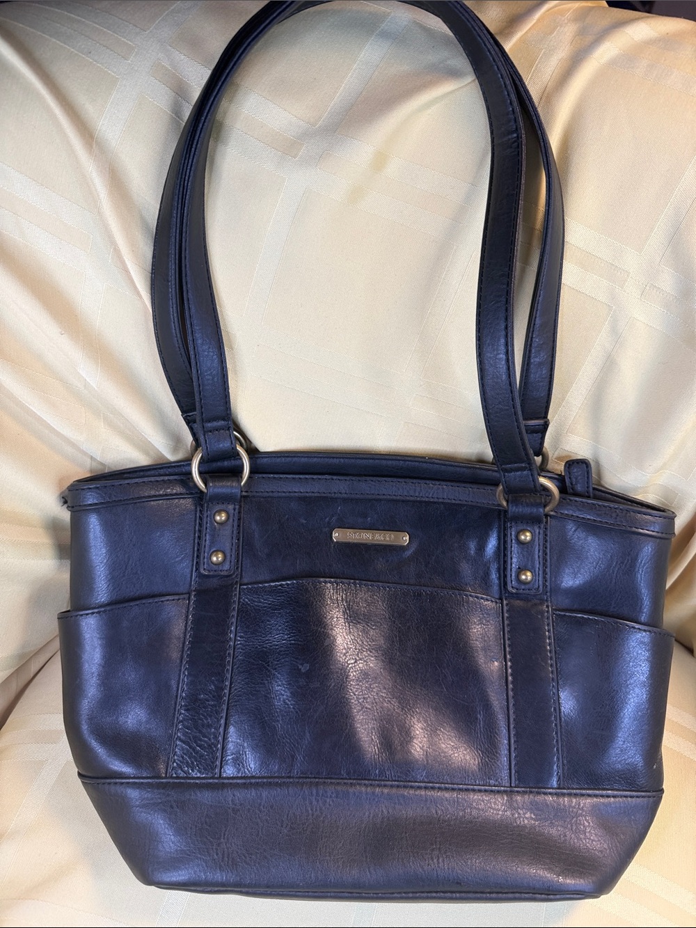 STONE$CO Black Leather Shoulder Tote bag